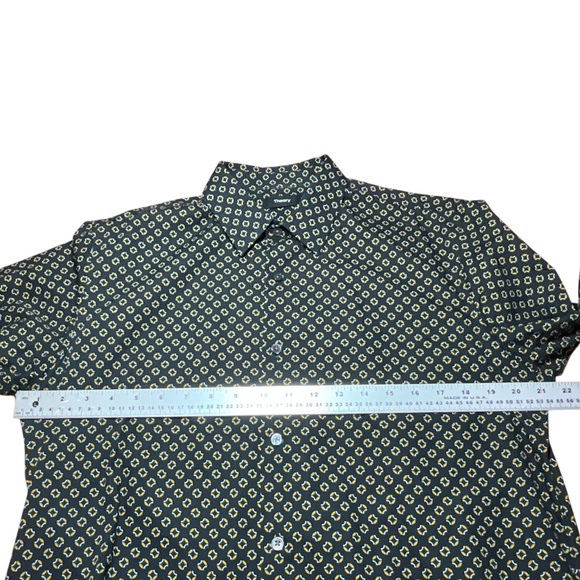 THEORY 100% Cotton Men’s Button Down Dress Shirt Black w/ Gold Print US Sz M - Picture 5 of 10